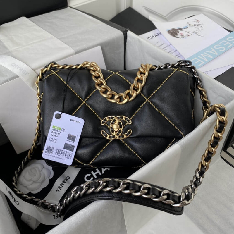 Replica Chanel 19 Flap Bag Black As1160 B03215