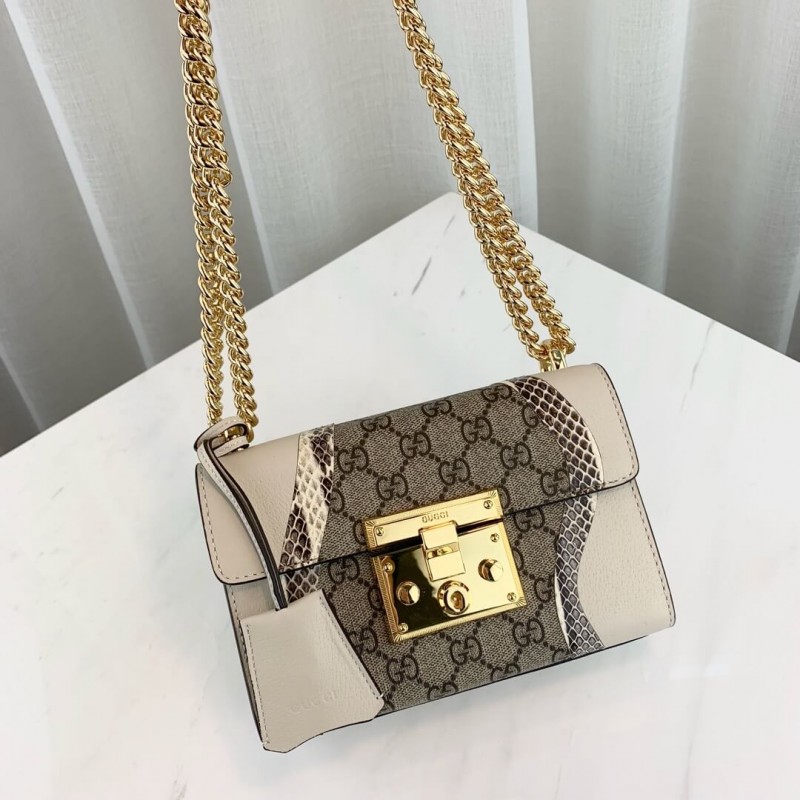 Replica Gucci Padlock Snakeskin Small Shoulder Bag 432182 White