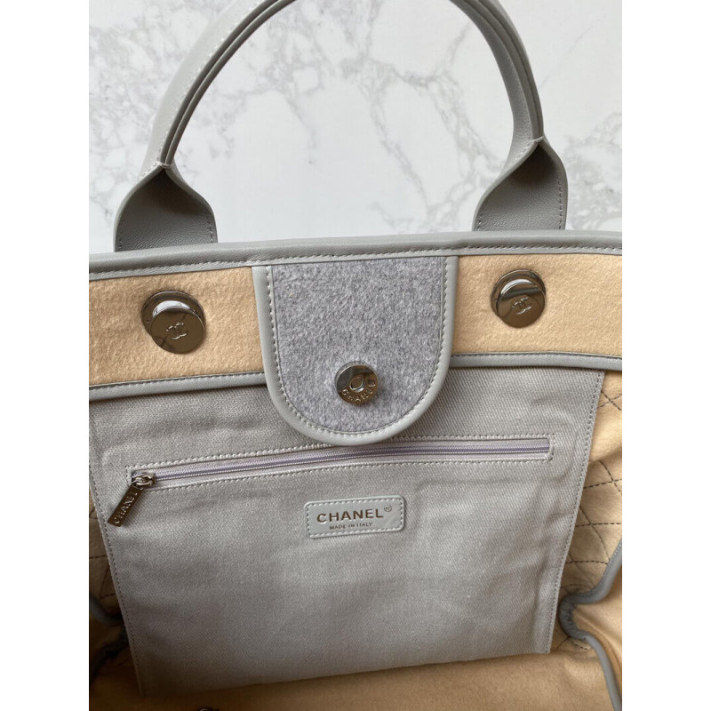 Replica Chanel Wool Felt Deauville Shopping Bag A60598 Grey