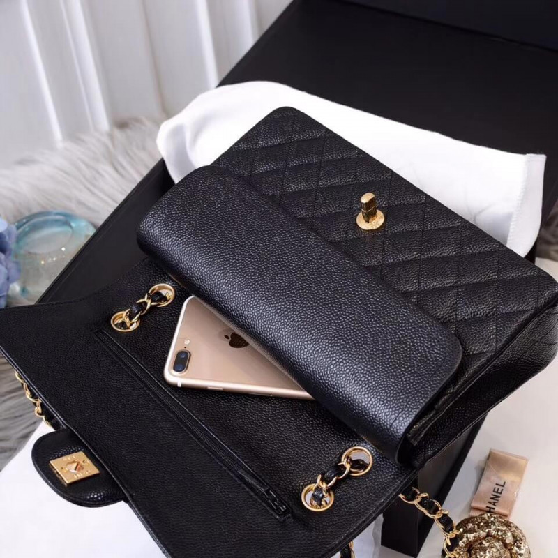 Replica Chanel Caviar Calfskin Classic Flap Bag A01112 Black