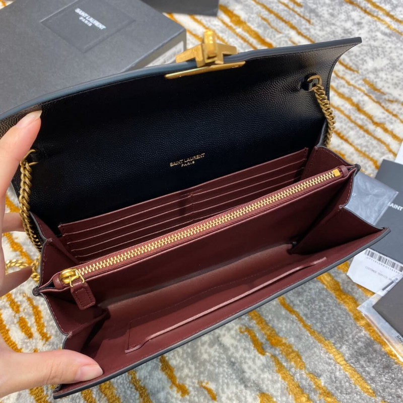 Replica Ysl Saint Laurent Cassandra Wallet On Chain In Grain Leather 582334