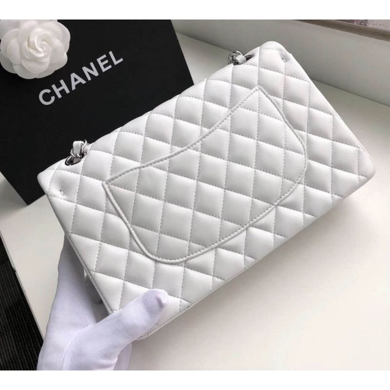 Replica Chanel 1112 White Medium Size 2.55 Lambskin Leather Flap Bag