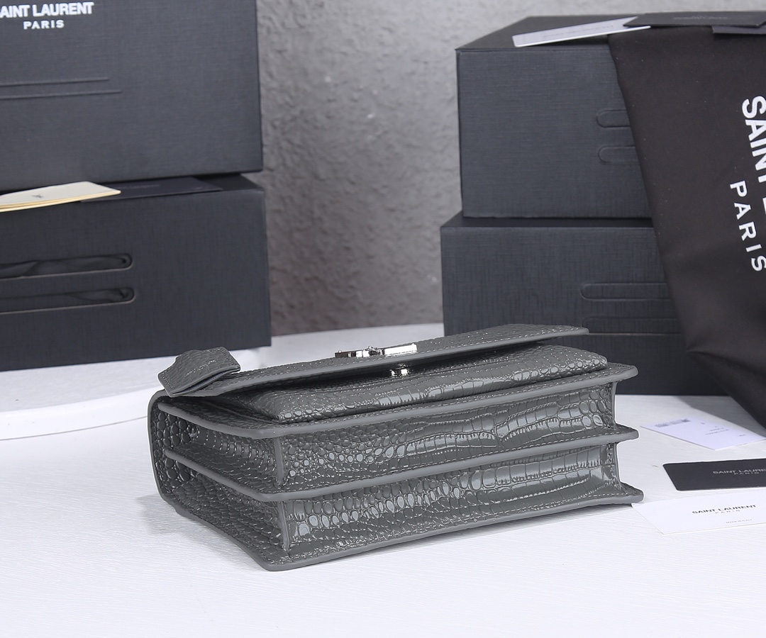 Replica Ysl Sunset Medium In Crocodile Embossed Shiny Leather 1737