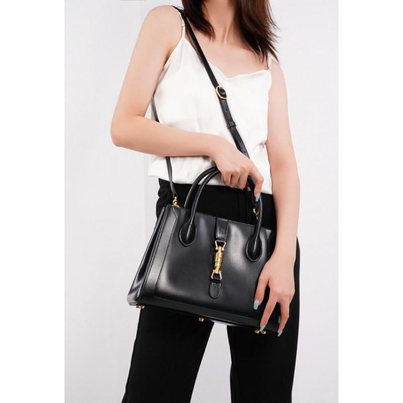 Replica Gucci Jackie 1961 Medium Tote Bag In Black Leather 649016