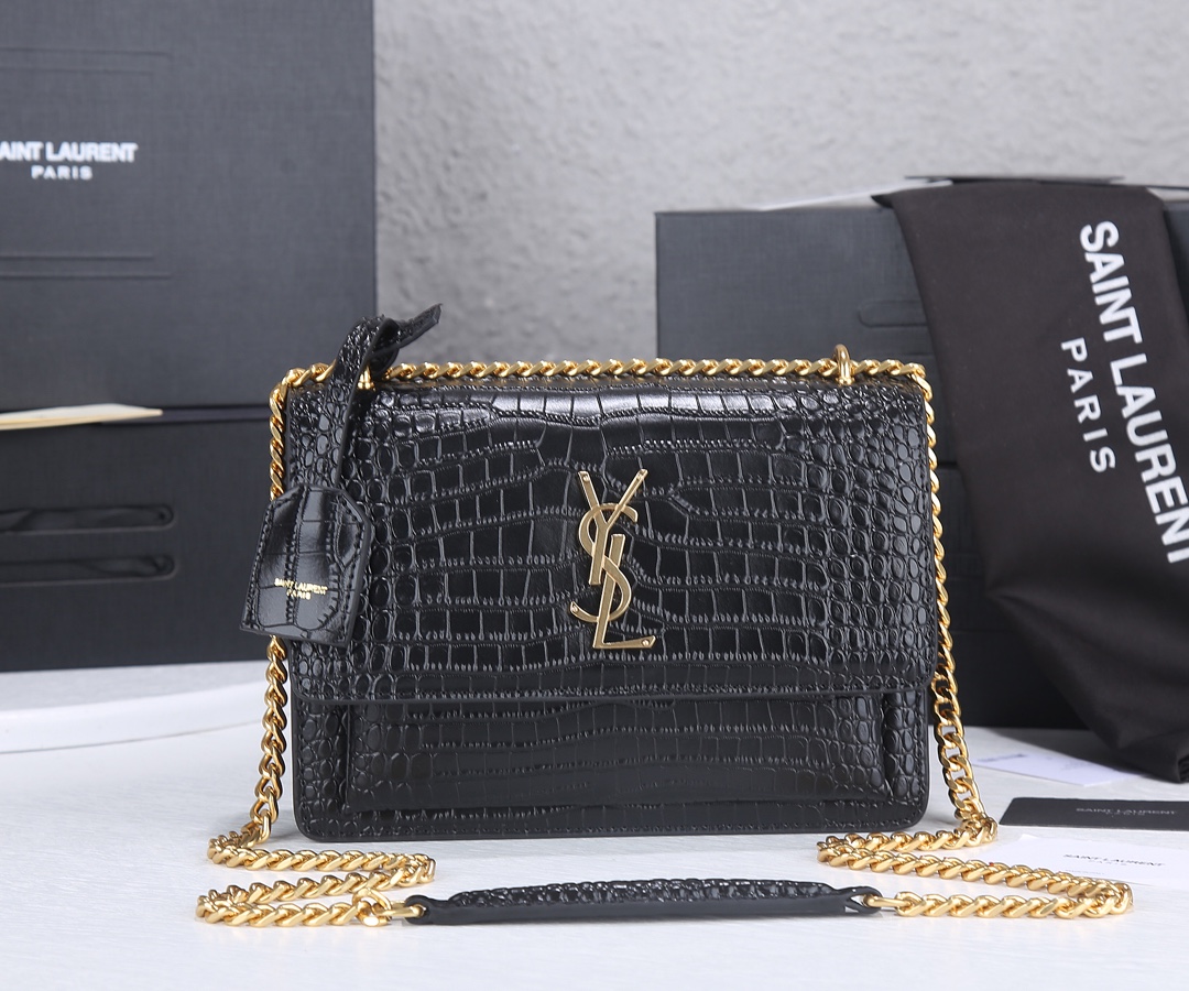 Replica Ysl Sunset Medium In Crocodile Embossed Shiny Leather 1737