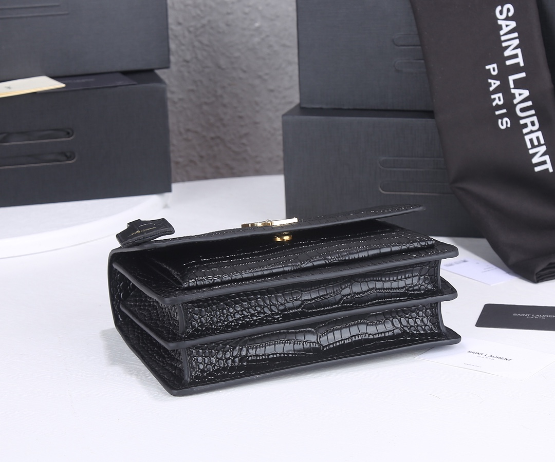 Replica Ysl Sunset Medium In Crocodile Embossed Shiny Leather 1737