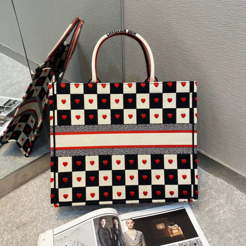 Replica Christian Dior Dioramour Book Tote D-Chess Heart Embroidery M1286