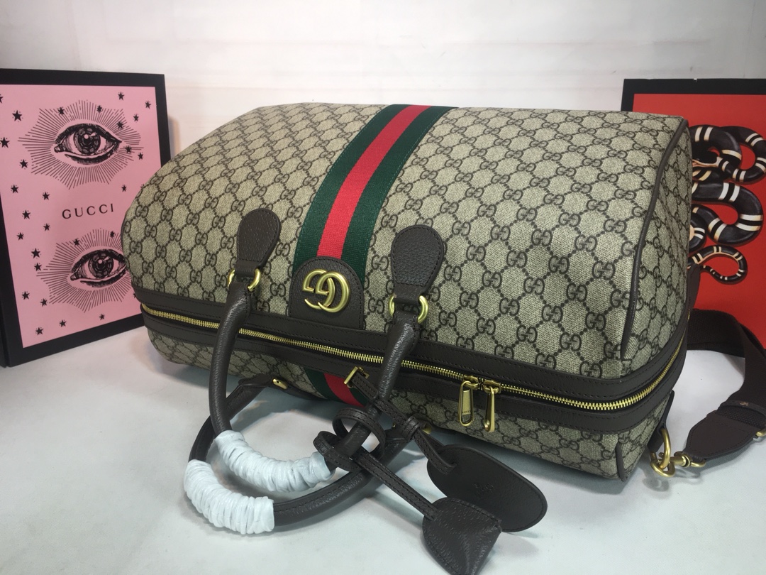 Replica Gucci Ophidia Medium Carry-On Duffle Beige/Black