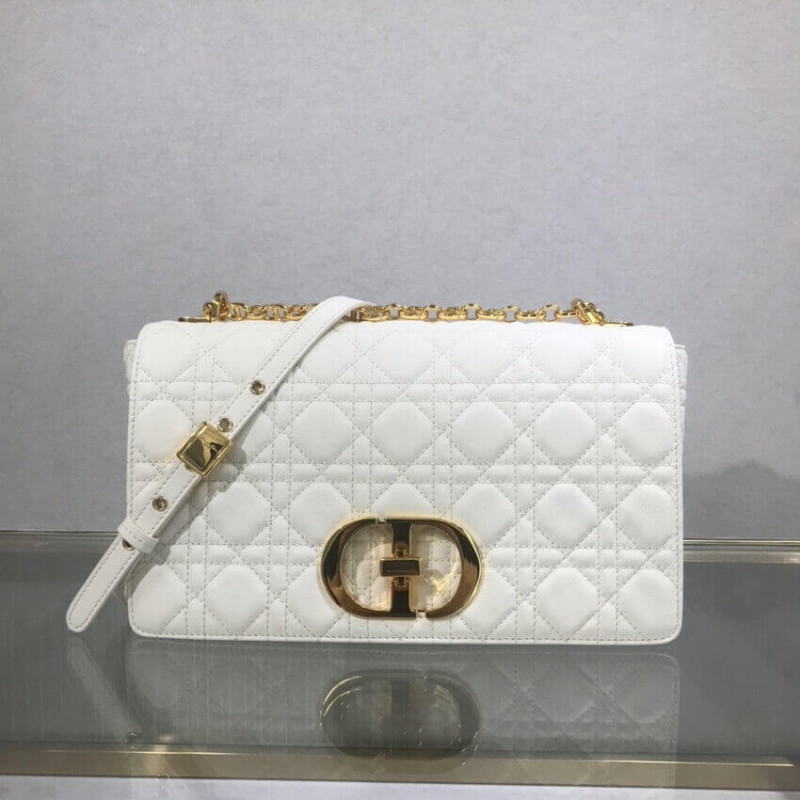 Replica Dior Large Caro Bag Black Supple Cannage Calfskin M9243