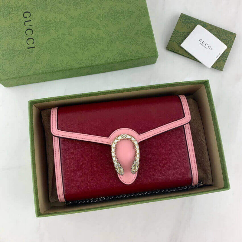 Replica Gucci Dionysus Mini Chain Bag In Red And Pink Leather 401231