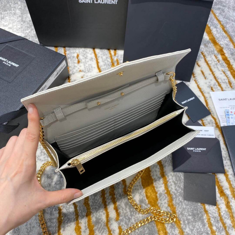 Replica Ysl Saint Laurent Monogram Chain Wallet In Mix Matelasse Grain Leather 620280
