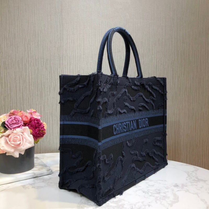 Replica Christian Dior Book Tote Blue Camouflage Embroidery M1286