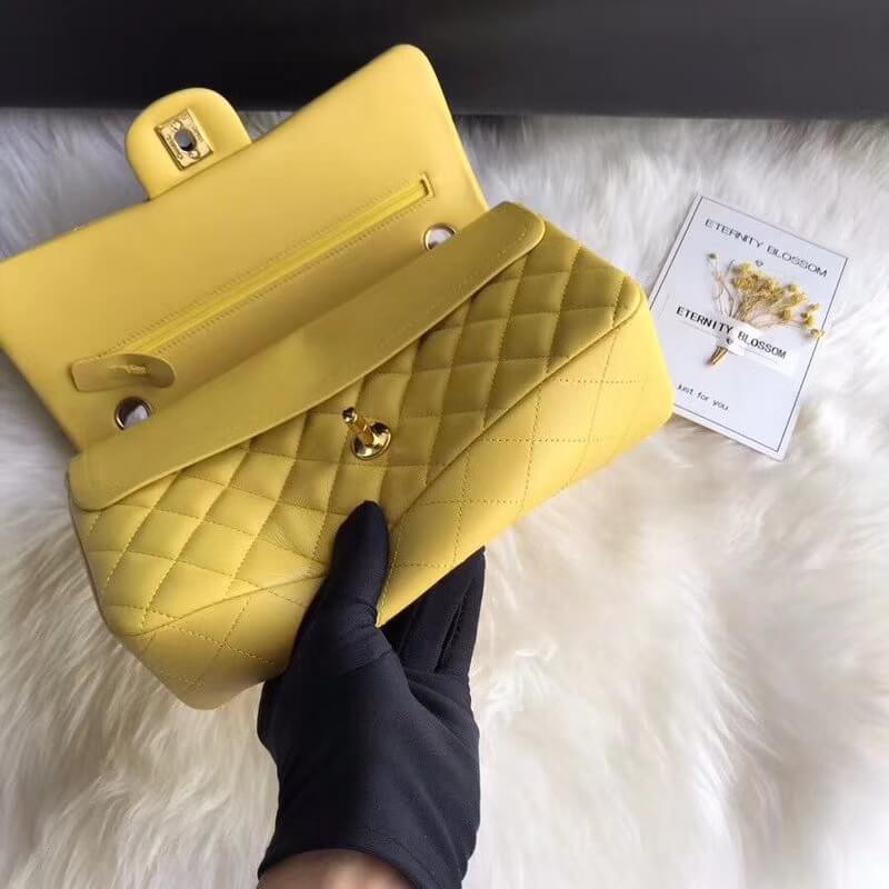 Replica Chanel 1112 Yellow Medium Size 2.55 Lambskin Leather Flap Bag