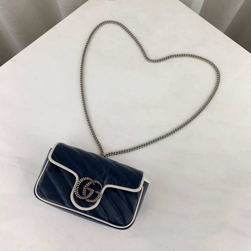 Replica Gucci Gg Marmont Super Mini Bag 574969 Blue