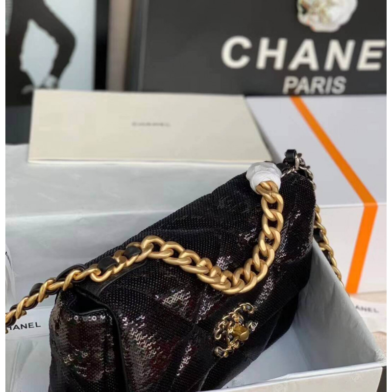 Replica Chanel 19 Flap Bag In Tweed Sequins As1160