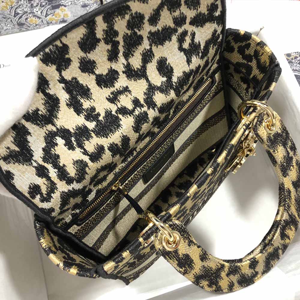 Replica Dior Aaa-Leopard Medium Lady D-Lite Bag M0566/Embroidery