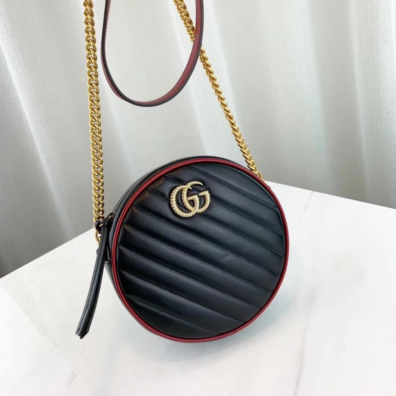 Replica Gucci Gg Marmont Mini Round Shoulder Bag 550154 Black