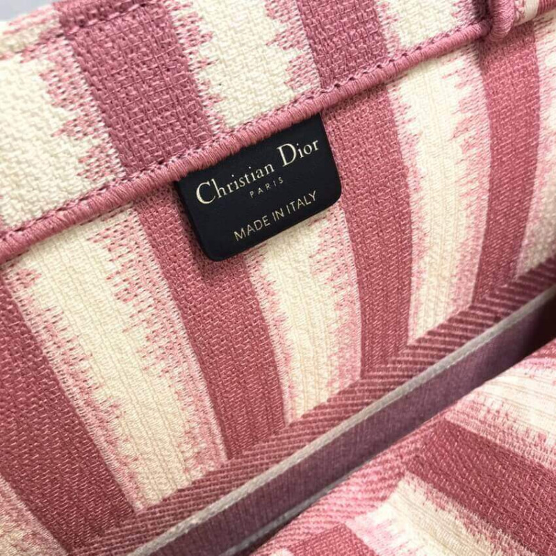Replica Dior Book Tote Pink D-Stripes Embroidery M1286
