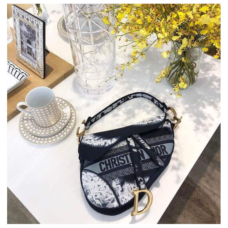 Replica Dior Saddle Bag Blue Multicolor Tie   Dior Embroidery M0446