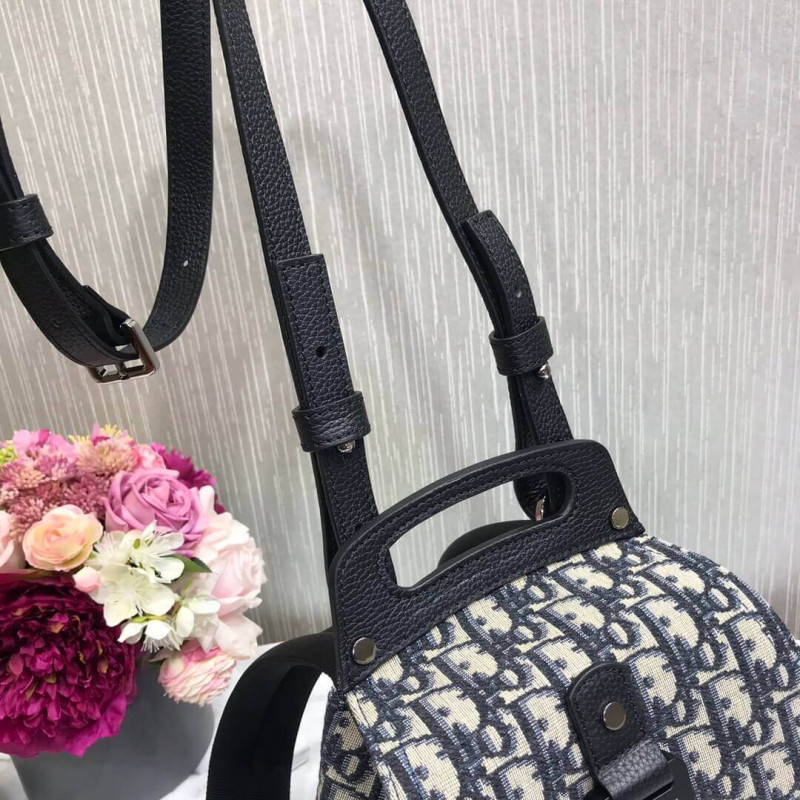 Replica Christian Dior Mini Saddle Backpack Navy Blue Dior Oblique Jacquard 1Ad086