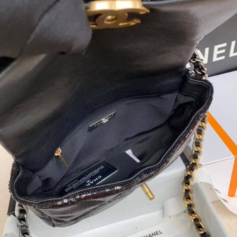Replica Chanel 19 Flap Bag In Tweed Sequins As1160