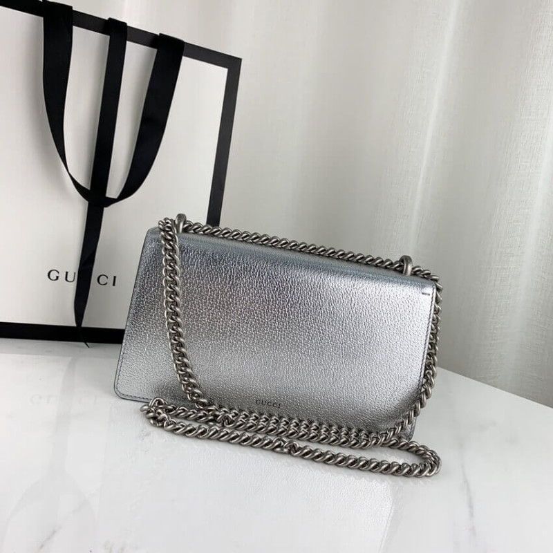 Replica Gucci Dionysus Small Shoulder Bag In Silver Lame Leather 499623
