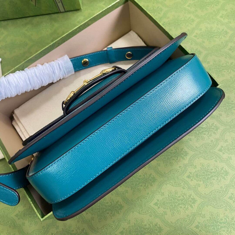 Replica Gucci Horsebit 1955 Small Shoulder Bag 602204 Blue And Green Leather