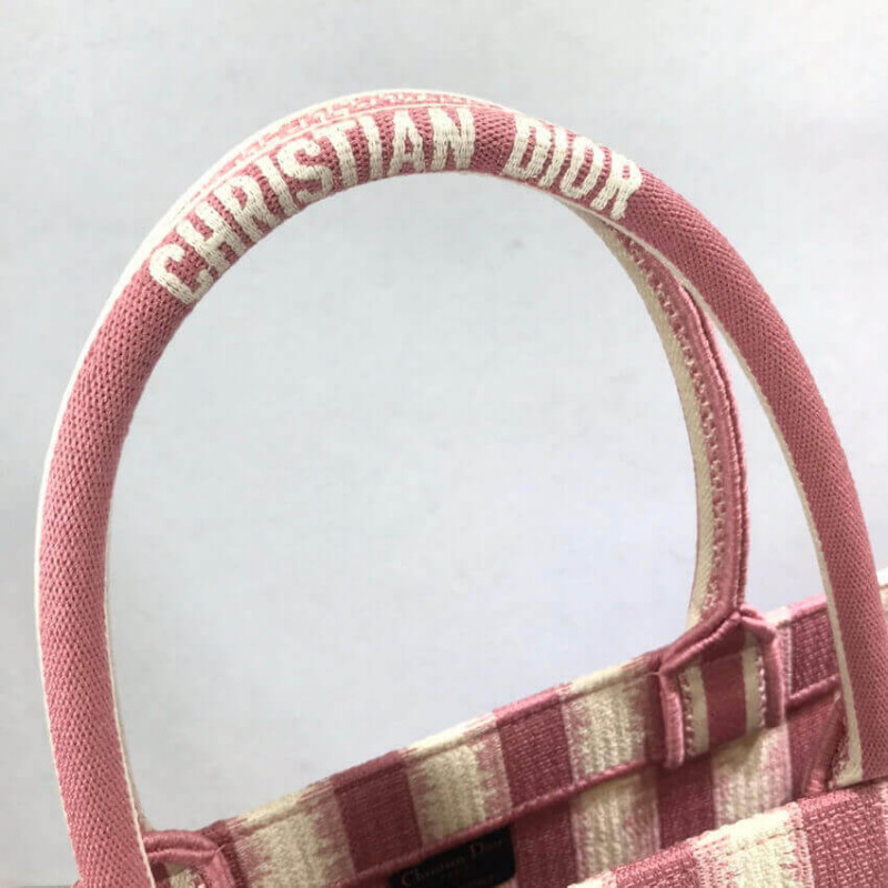 Replica Dior Book Tote Pink D-Stripes Embroidery M1286