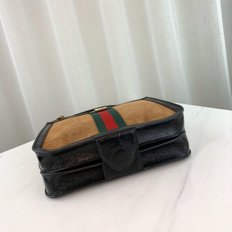 Replica Gucci Ophidia Web Suede Saddle Bag 523658