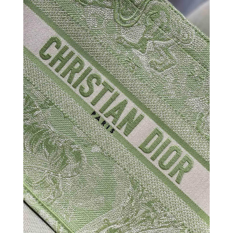 Replica Dior Small Book Tote Lime Toile De Jouy Reverse Embroidery M1296