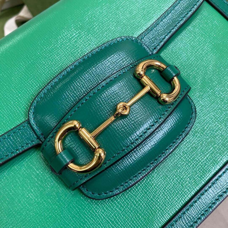 Replica Gucci Horsebit 1955 Small Shoulder Bag 602204 Green Leather