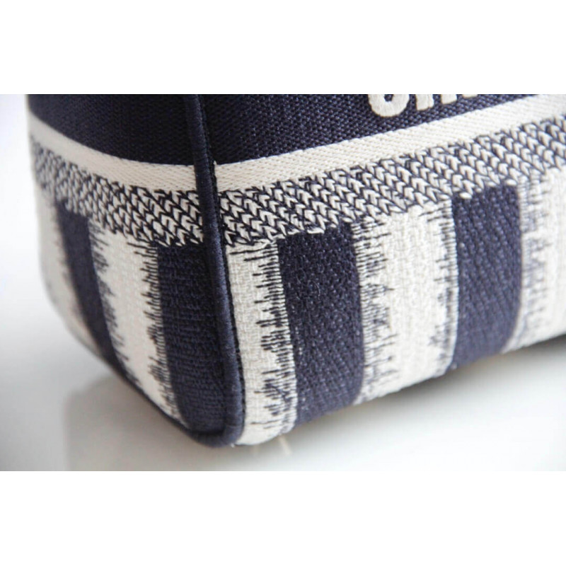 Replica Dior Medium Blue D-Stripes Embroidery Lady D-Lite Bag M0565