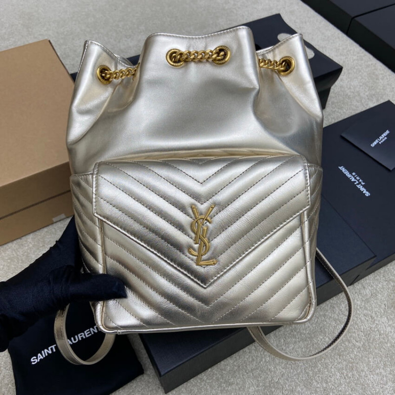 Replica Ysl Saint Laurent Joe Backpack 672609 In Champagne Gold Lambskin