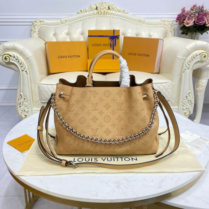 Replica Louis Vuitton Mahina Calf Leather Bella Tote M59655 Arizona Brown