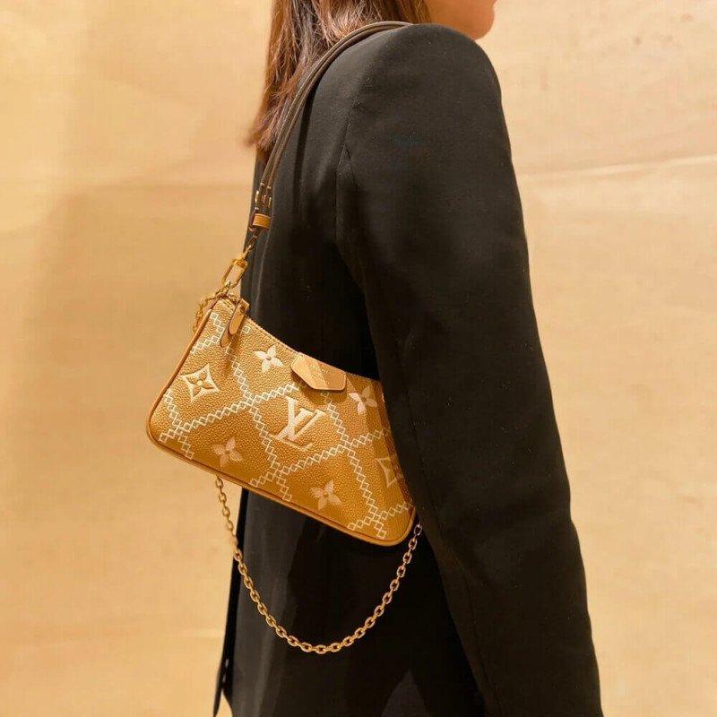 Replica Louis Vuitton Monogram Empreinte Easy Pouch On Strap M81137 Arizona Beige