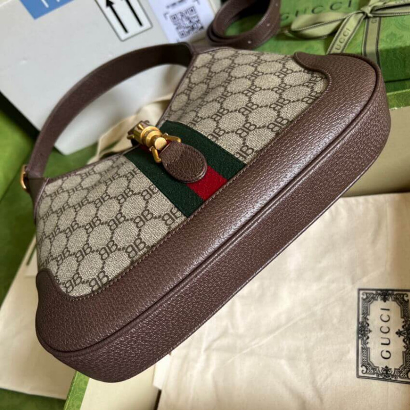 Replica Gucci X Balenciaga Jackie 1961 Small Hobo Bag 680118 Coffee