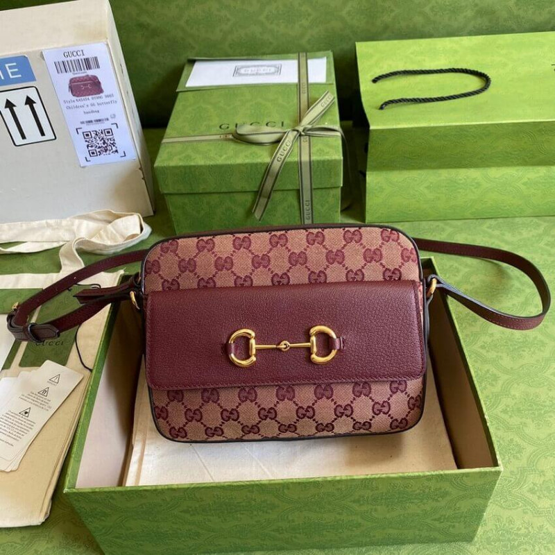 Replica Gucci Horsebit 1955 Small Bag In Burgundy 645454