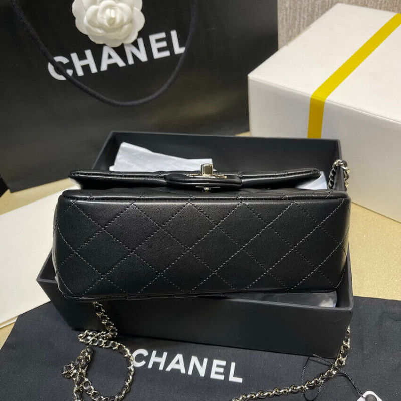Replica Chanel Lambskin Mini Flap Bag With Top Handle Black As2431 With Charms