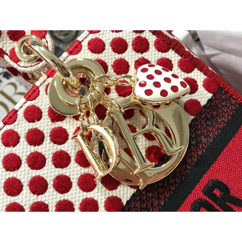 Replica Dior Medium Lady D-Lite Dioramour Bag In Dots Embroidery M0565