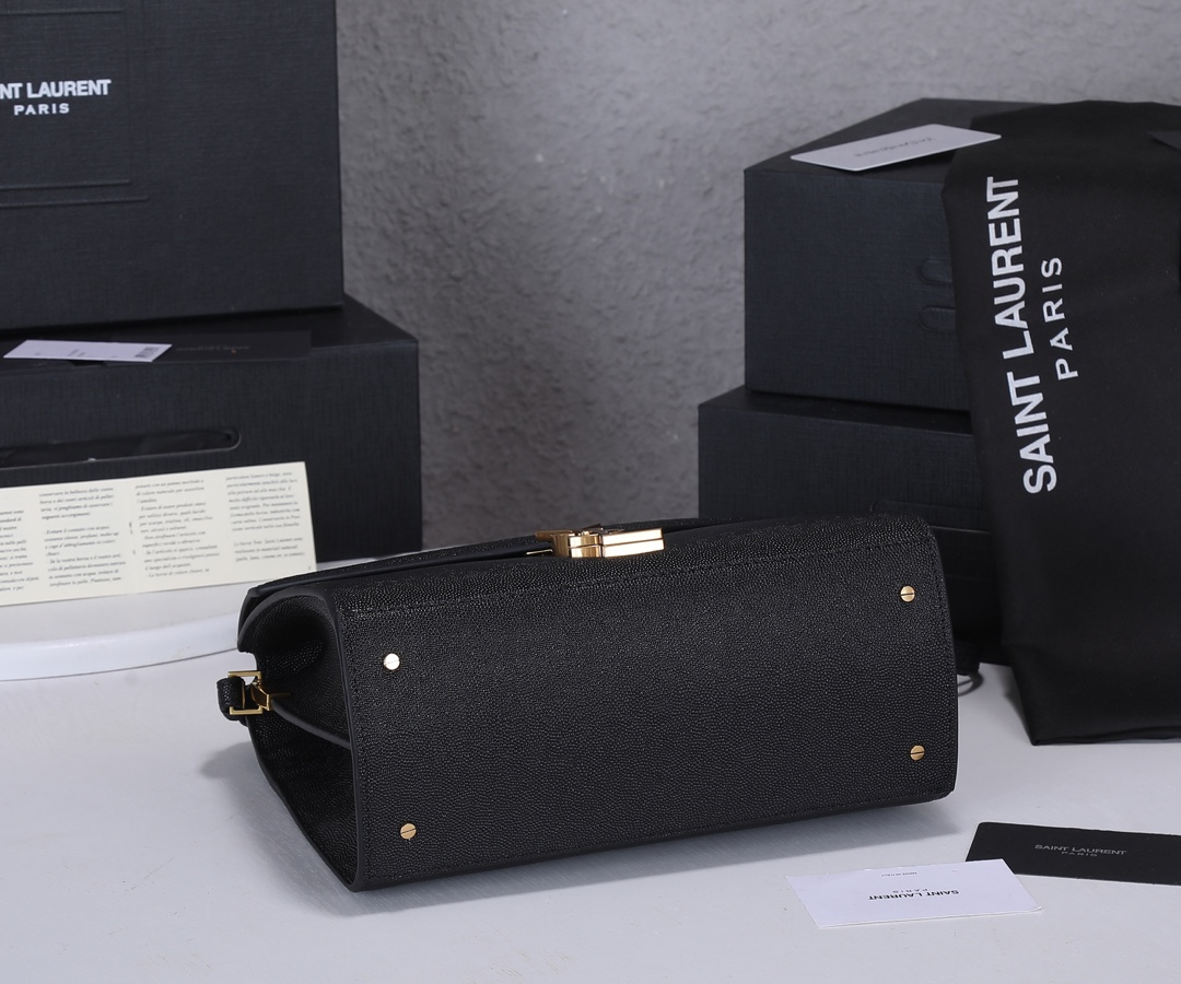 Replica Ysl Cassandra Medium Top Handle Bag- Black/Beige