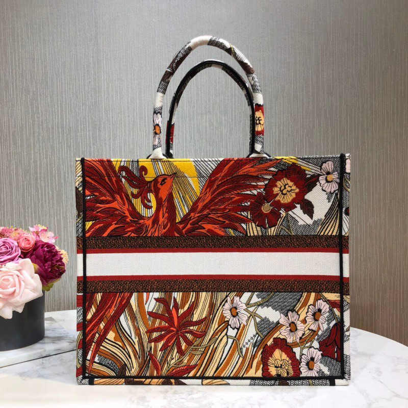 Replica Christian Dior Book Tote Multicolor Phoenix Embroidery M1286