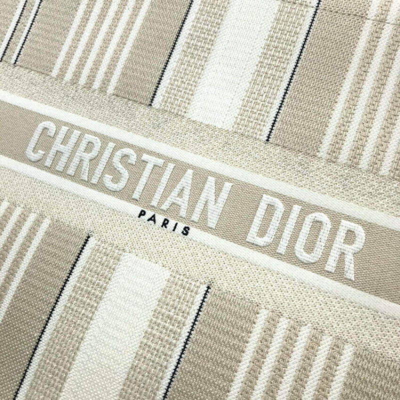 Replica Dior Book Tote Beige Stripes Embroidery M1286