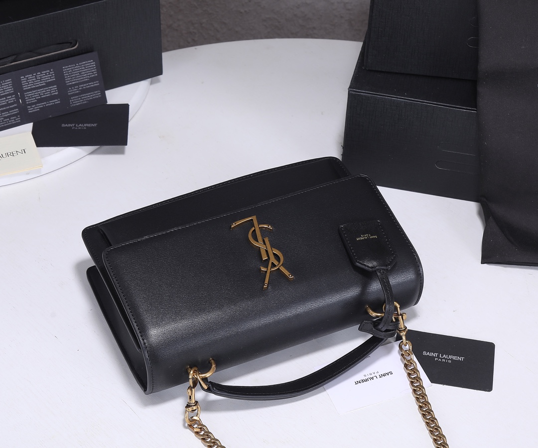 Replica Ysl Sunset Medium Top Handle Bag- Black/Beige