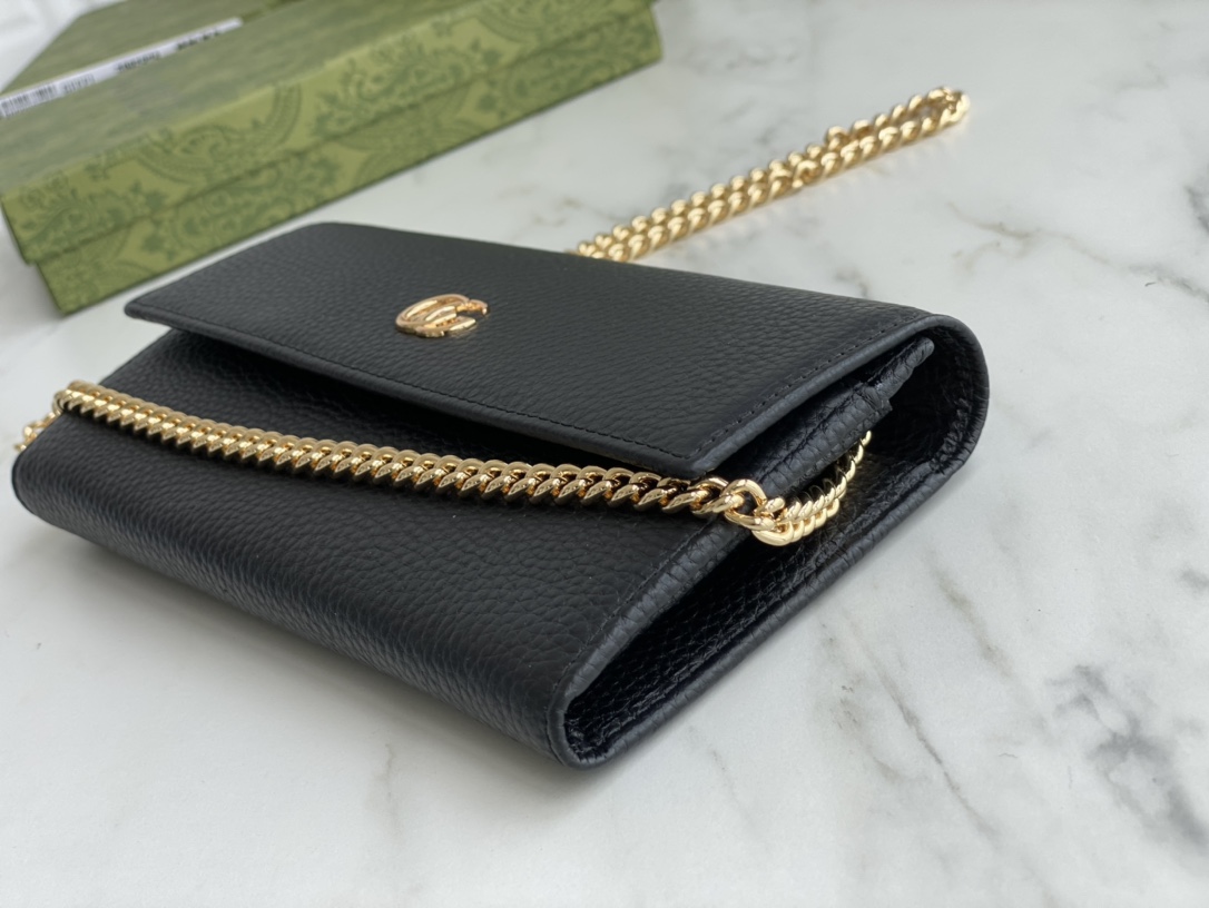 Replica Gucci Marmont Chain Wallet Beige/Black