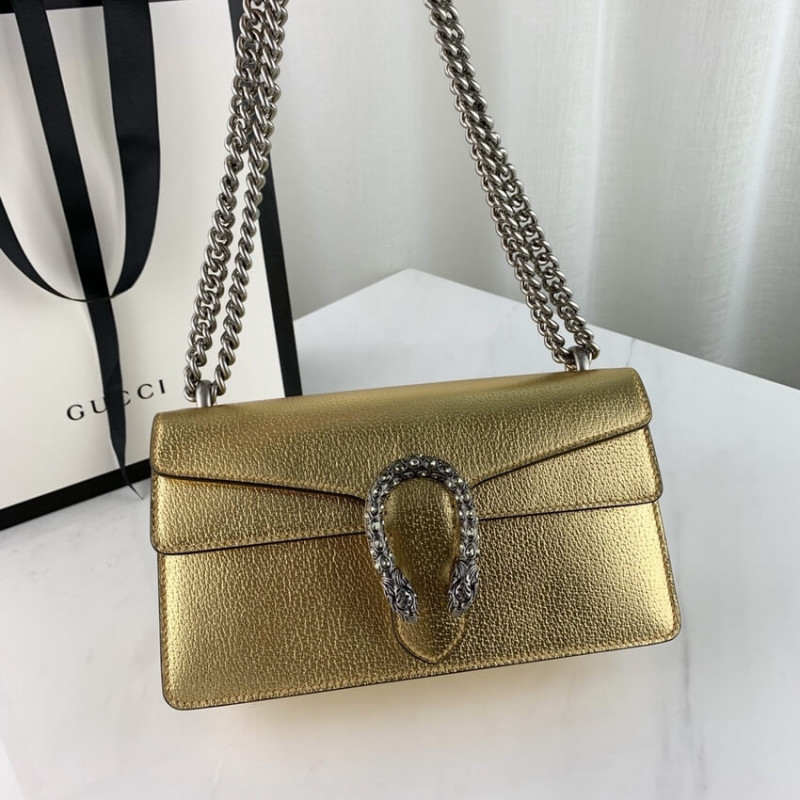 Replica Gucci Dionysus Small Shoulder Bag In Gold Lame Leather 499623