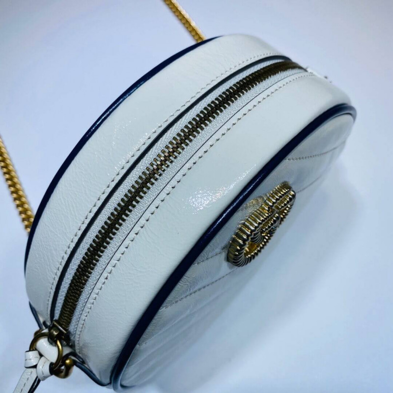 Replica Gucci Gg Marmont Mini Round Shoulder Bag 550154 White