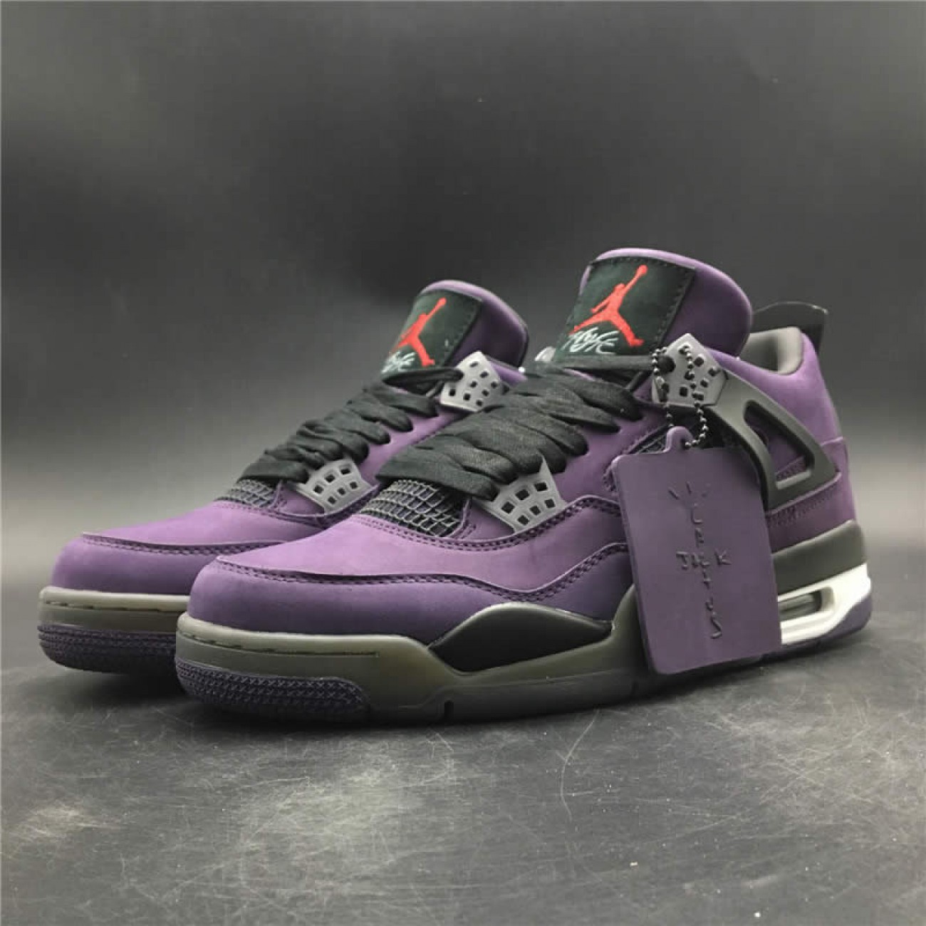 Travis Scott x Air Jordan 4 Purple On Feet For Sale