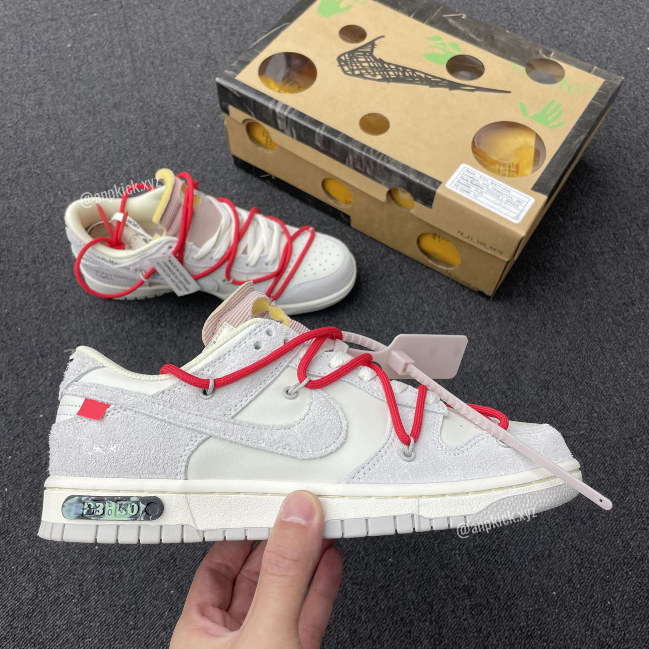 Off-White x Nike SB Dunk Low Lot 33 of 50 Sail/Neutral Grey-Chile Red DJ0950-118