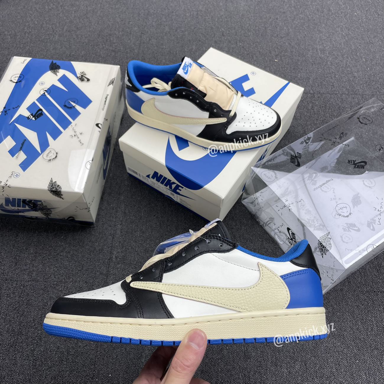 Travis Scott x Air Jordan 1 Retro Low Military Blue Collab With Fragment Cactus Jack Royal DM7866-140
