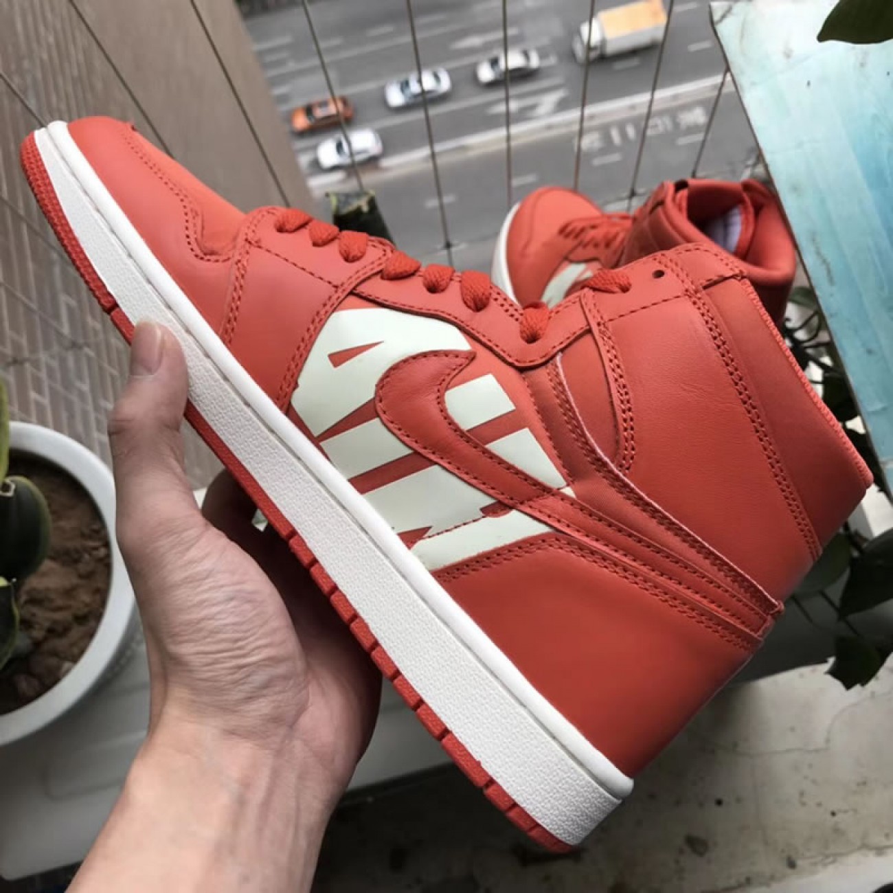 Air Jordan 1 Nike Swoosh Orange Off-White Sample Style 555088-800